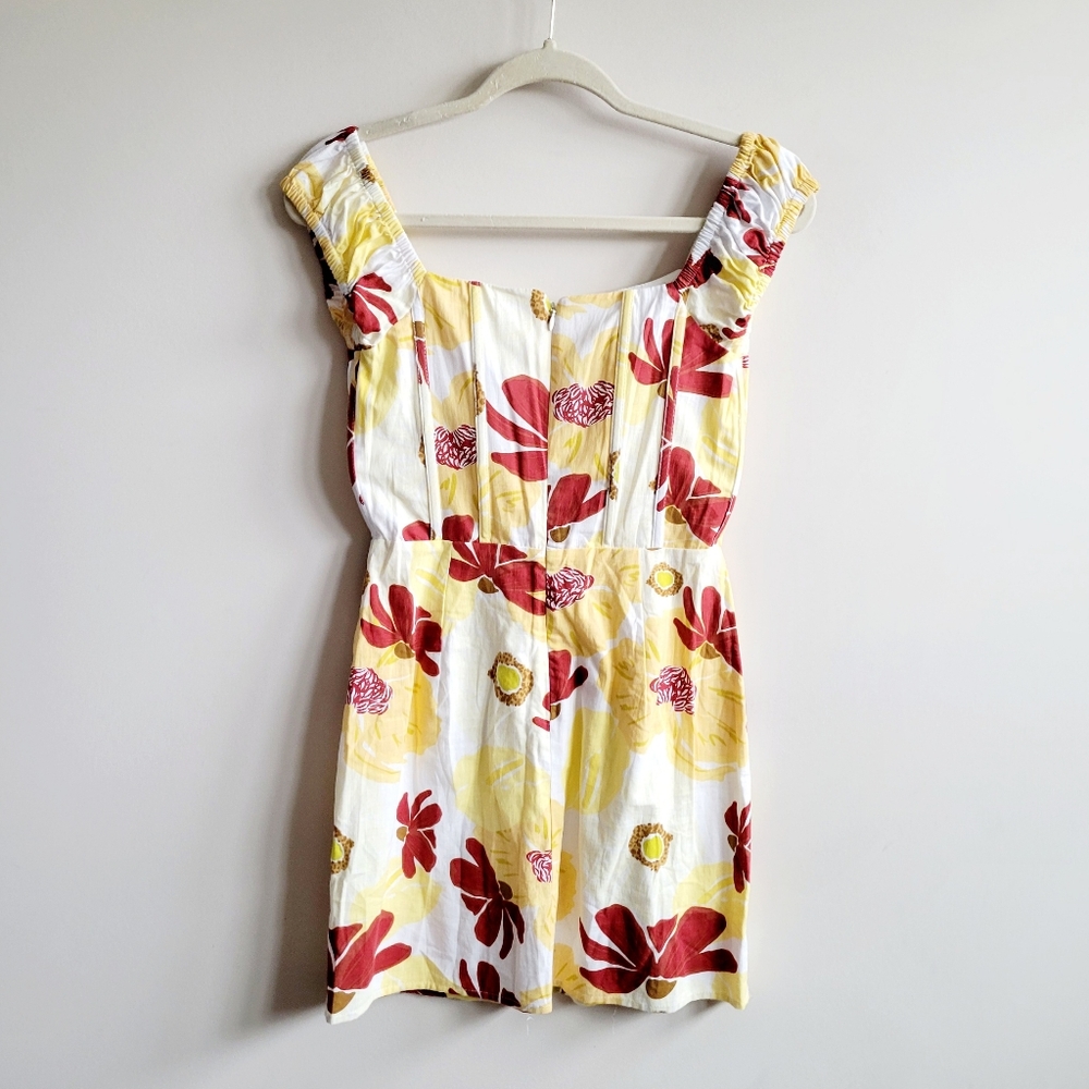 Sabo Skirt White Mini Dress with Yellow & Red Floral Print - Picture 8 of 12